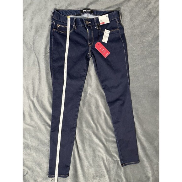 Express Skinny Jeans Denim Cotton Blue Women's Size 4R Low Rise Dark Wash - Picture 4 of 12